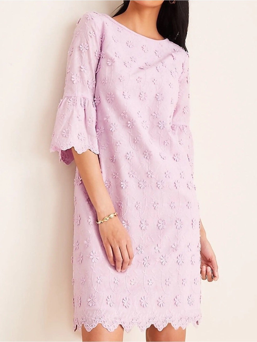 Ann Taylor Lilac Eyelet Shift Dress